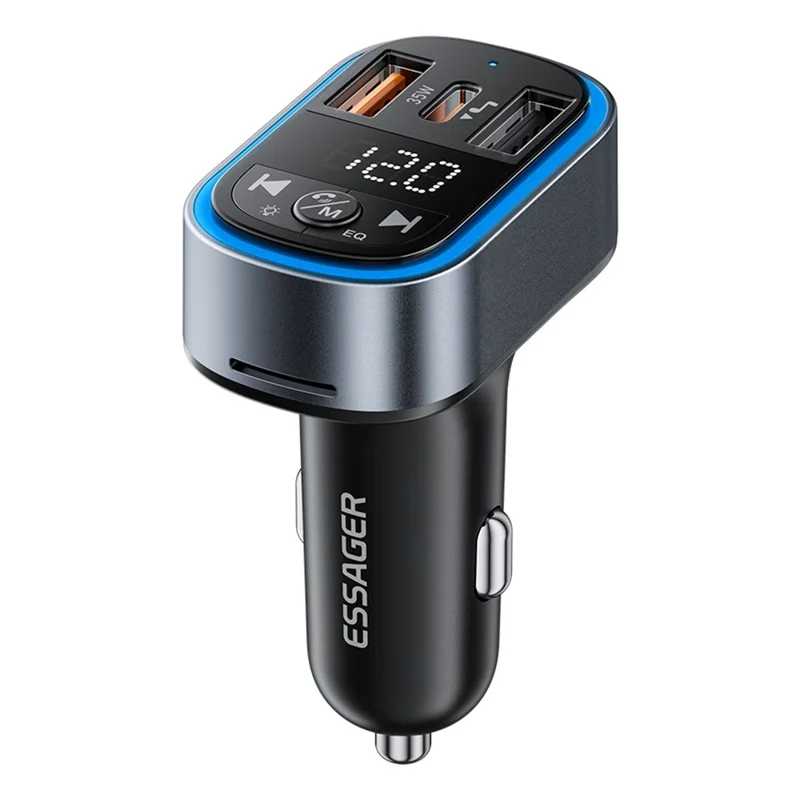 ESSAGER ECCFM-CT0G-P 35W PD Fast Charging Car Charger Dual Ports A+C Intelligent Chip Car Charger for FM MP3 - Grey
