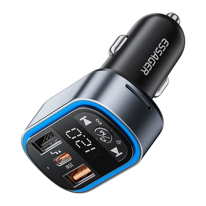 ESSAGER ECCFM-CT0G-P 35W PD Fast Charging Car Charger Dual Ports A+C Intelligent Chip Car Charger for FM MP3 - Grey
