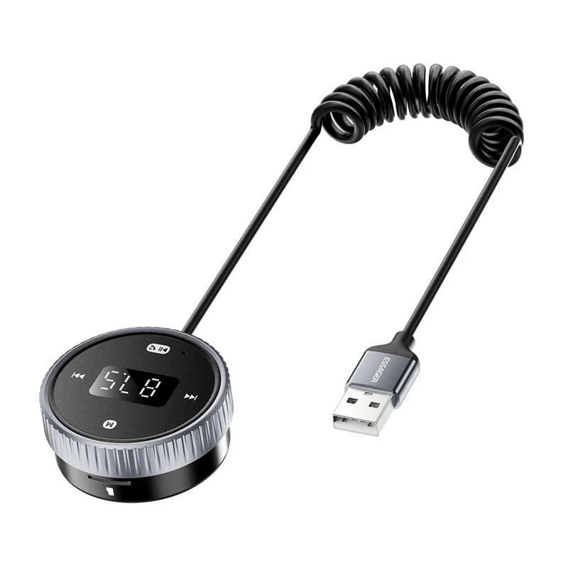 ESSAGER EBTFM-HS0G-P Adaptador de Transmissor FM Compatível com Bluetooth Versão 5.3 Chamadas Hands-Free