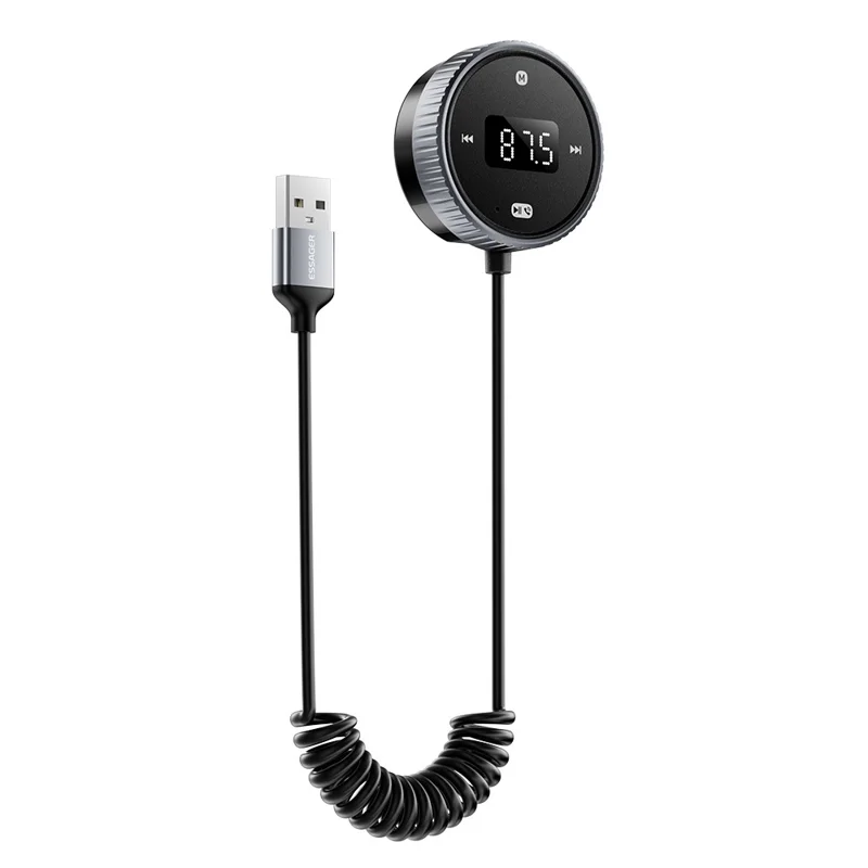 ESSAGER EBTFM-HS0G-P Adaptador de Transmissor FM Compatível com Bluetooth Versão 5.3 Chamadas Hands-Free