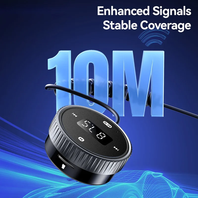 ESSAGER EBTFM-HS0G-P Adaptador de Transmissor FM Compatível com Bluetooth Versão 5.3 Chamadas Hands-Free