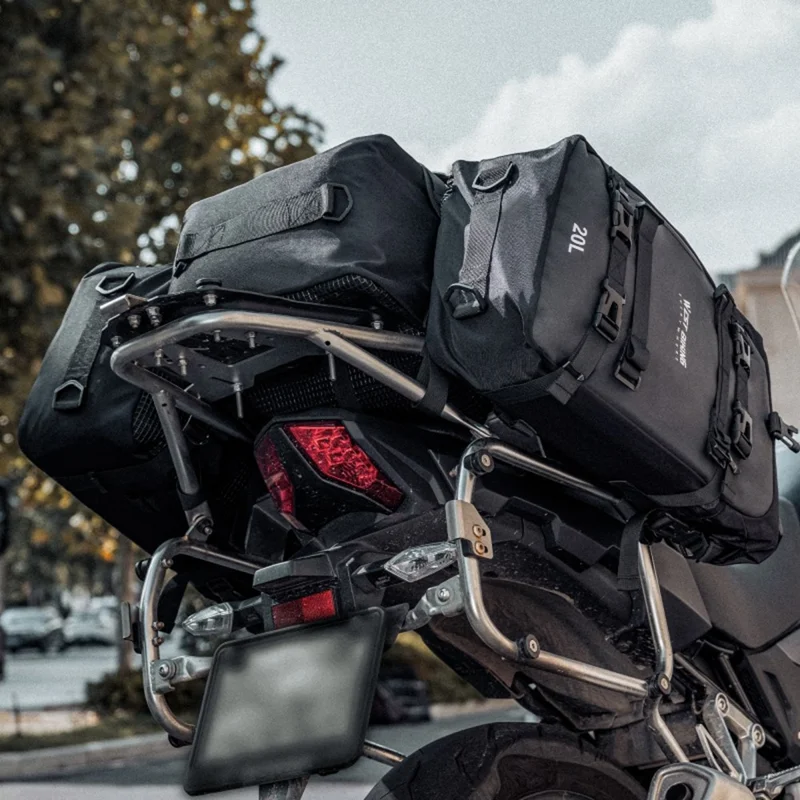 WEST BIKING 20L Grand Sac Latéral de Moto Capacité Sac de Voyage Complet Ouvert Anti-Dérapant Poche en Maille pour Moto
