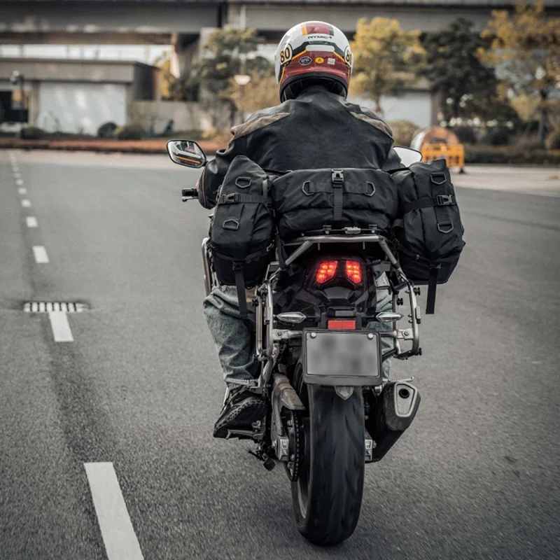 WEST BIKING 20L Grand Sac Latéral de Moto Capacité Sac de Voyage Complet Ouvert Anti-Dérapant Poche en Maille pour Moto