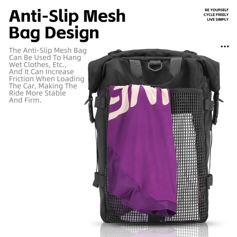 WEST BIKING 20L Grand Sac Latéral de Moto Capacité Sac de Voyage Complet Ouvert Anti-Dérapant Poche en Maille pour Moto