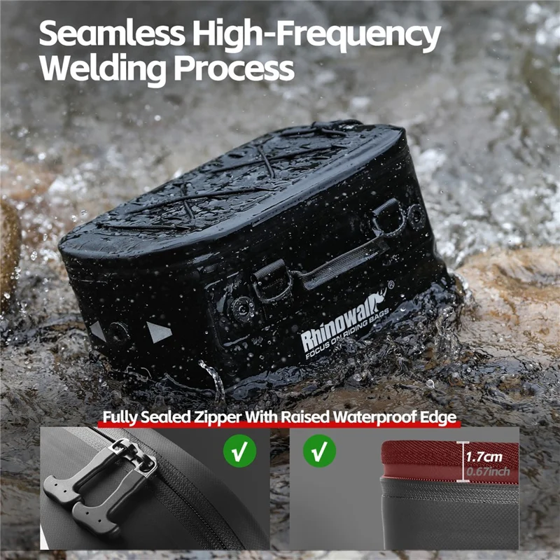 RHINOWALK MFT2306BK 16L Waterproof Side Case Expansion Bag Motorcycle Tail Bag Thermal Insulation with UFO Quick-Release Buckle