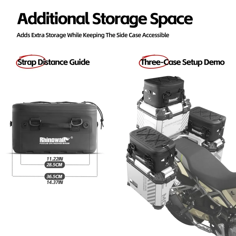 RHINOWALK MFT2306BK 16L Waterproof Side Case Expansion Bag Motorcycle Tail Bag Thermal Insulation with UFO Quick-Release Buckle