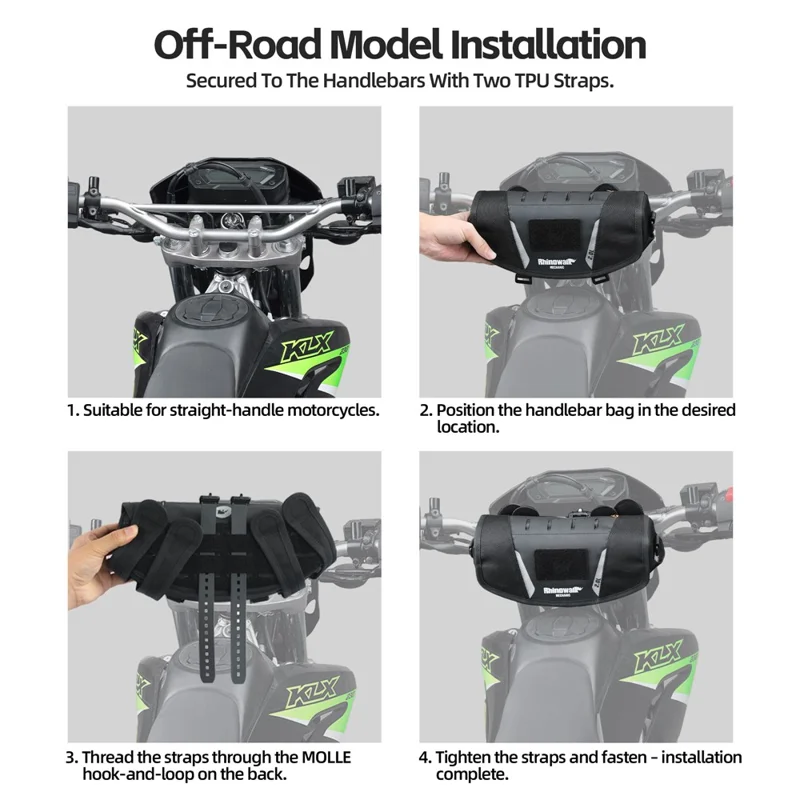 RHINOWALK MJX2010 Motorcycle Handlebar Bag Front Storage Pouch Phone Holder Crossbody Bag for Outdoor