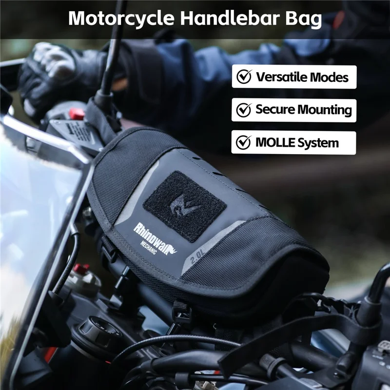 RHINOWALK MJX2010 Motorcycle Handlebar Bag Front Storage Pouch Phone Holder Crossbody Bag for Outdoor