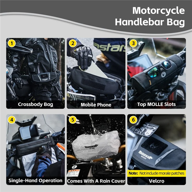 RHINOWALK MJX2010 Motorcycle Handlebar Bag Front Storage Pouch Phone Holder Crossbody Bag for Outdoor