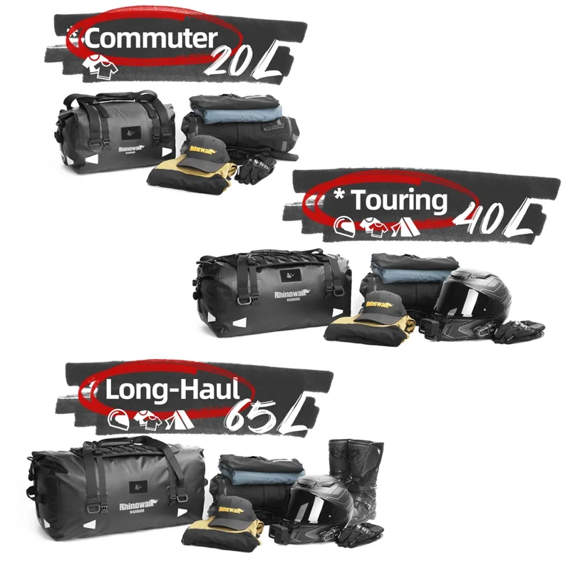 RHINOWALK MYS2401 20L Waterproof Motorcycle Tail Bag Reflective Roll Top Motorbike Luggage Bag