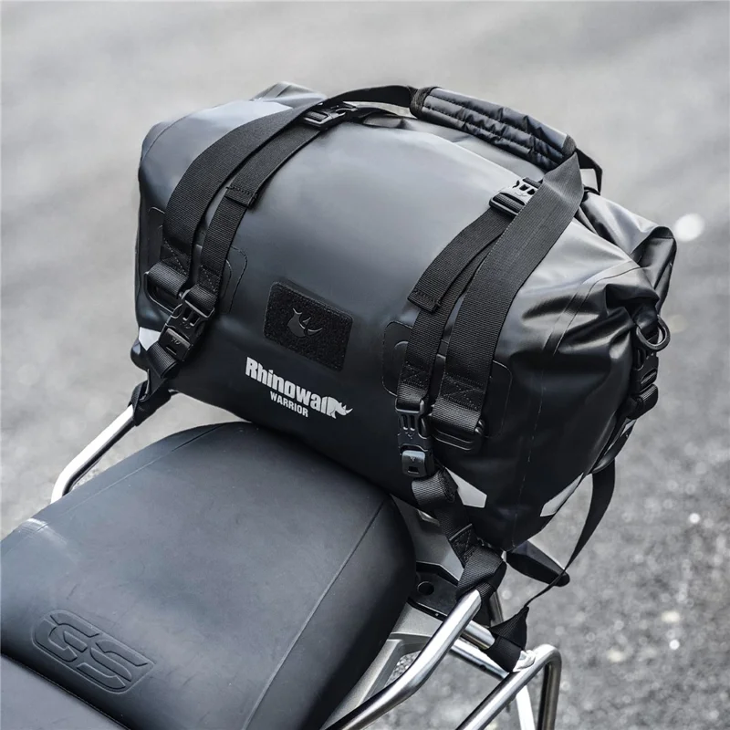 RHINOWALK MYS2401 20L Waterproof Motorcycle Tail Bag Reflective Roll Top Motorbike Luggage Bag