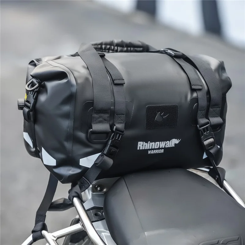 RHINOWALK MYS2401 20L Waterproof Motorcycle Tail Bag Reflective Roll Top Motorbike Luggage Bag