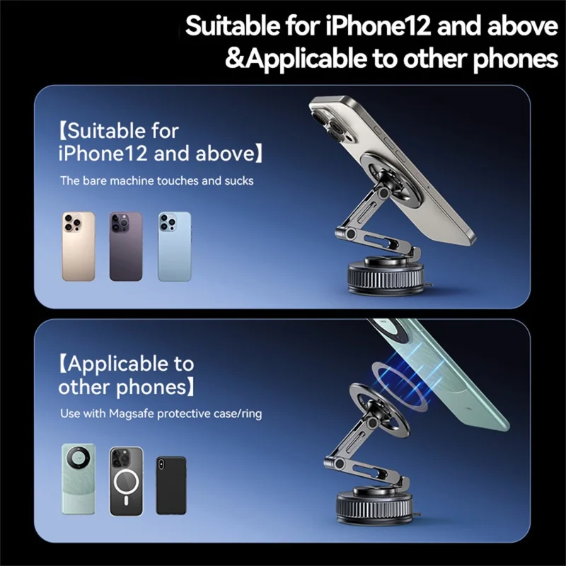 USAMS ZJ087 3-Axis Foldable Cellphone Bracket Vacuum Suction Mount Car Magnetic Phone Holder