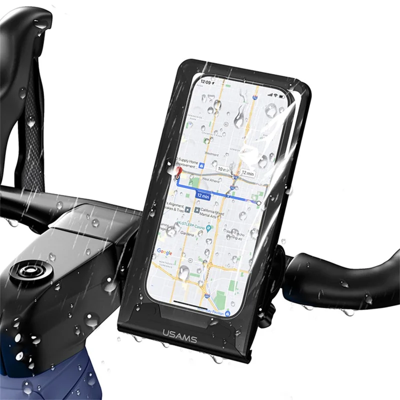 USAMS ZJ083 Waterproof Cycling Phone Holder Bike Handlebar Mount Touch Screen Compatible Phone Pouch