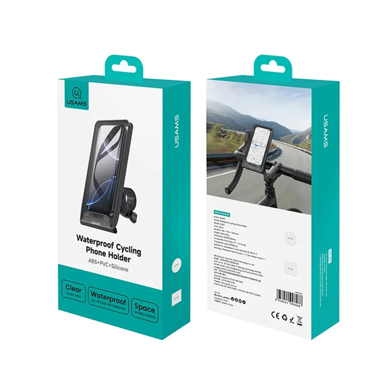 USAMS ZJ083 Waterproof Cycling Phone Holder Bike Handlebar Mount Touch Screen Compatible Phone Pouch