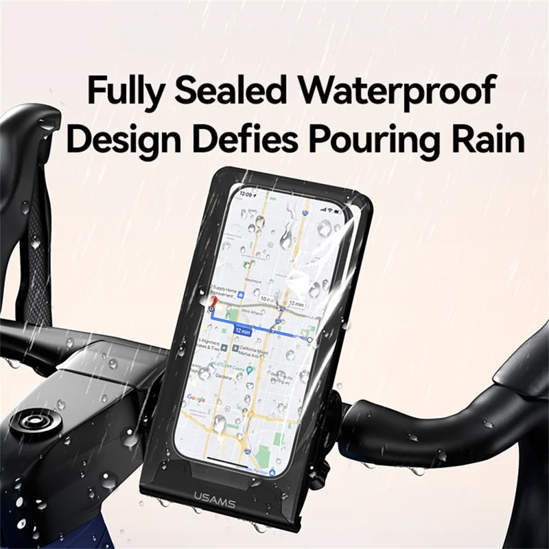 USAMS ZJ083 Waterproof Cycling Phone Holder Bike Handlebar Mount Touch Screen Compatible Phone Pouch