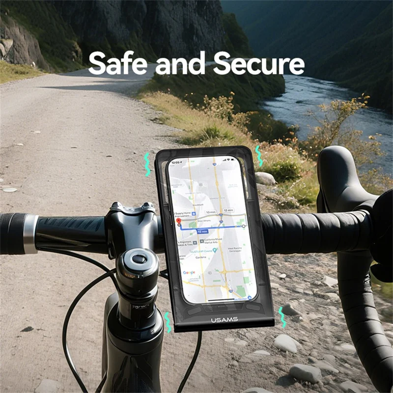 USAMS ZJ083 Waterproof Cycling Phone Holder Bike Handlebar Mount Touch Screen Compatible Phone Pouch