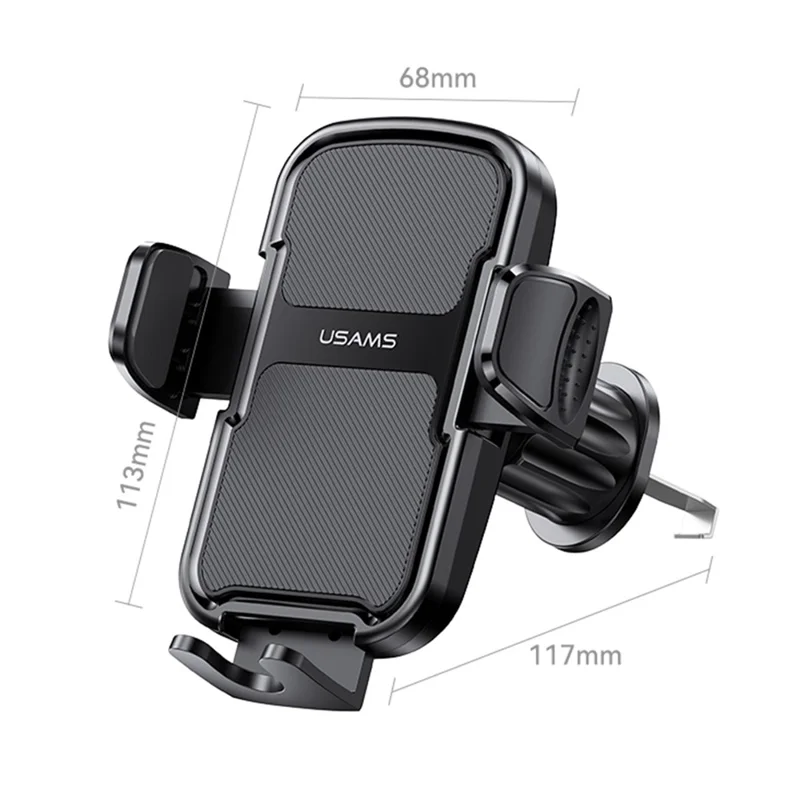 USAMS ZJ085 Air Vent Car Phone Holder One Touch Lock Release Rotating Phone Mount with Alloy Hook