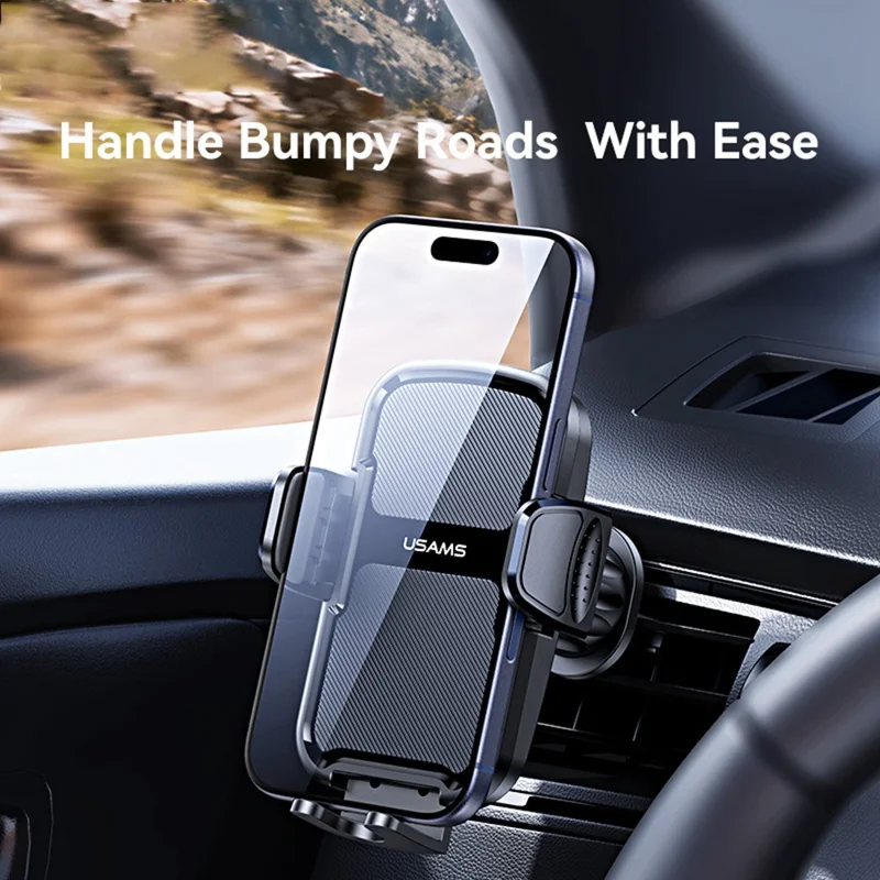 USAMS ZJ085 Air Vent Car Phone Holder One Touch Lock Release Rotating Phone Mount with Alloy Hook