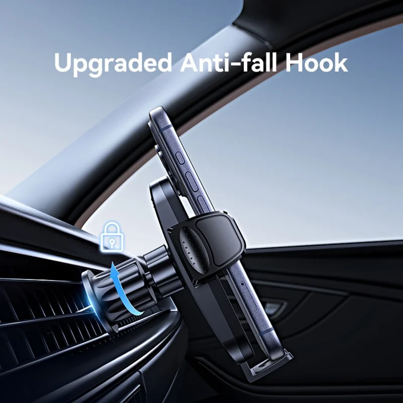 USAMS ZJ085 Air Vent Car Phone Holder One Touch Lock Release Rotating Phone Mount with Alloy Hook