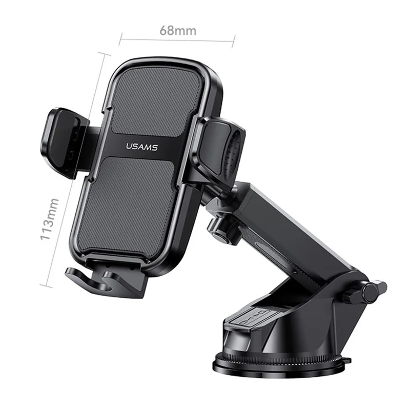 USAMS ZJ086 Car Dashboard Phone Mount One-Touch Release Rotating Phone Holder Support Horizontal / Vertical Views