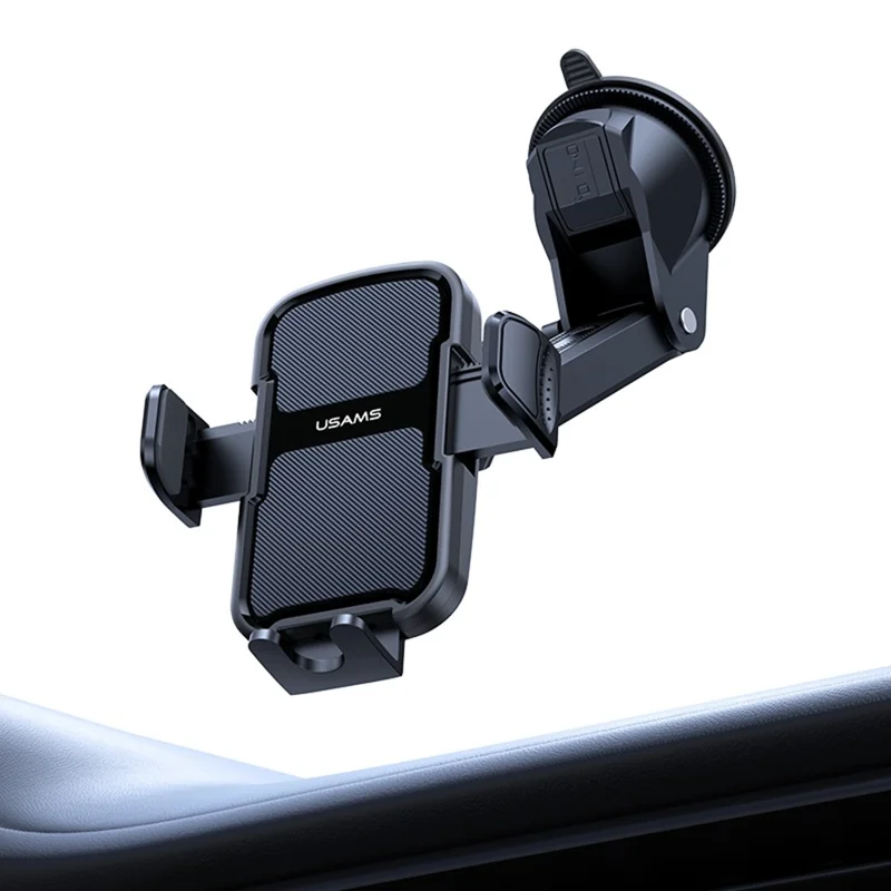 USAMS ZJ086 Car Dashboard Phone Mount One-Touch Release Rotating Phone Holder Support Horizontal / Vertical Views
