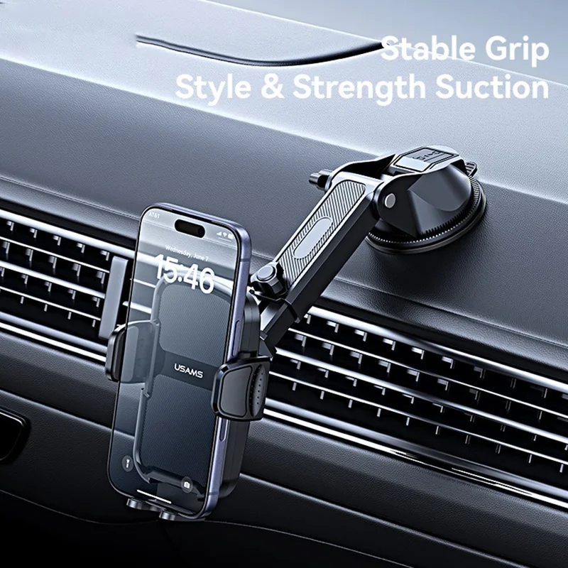 USAMS ZJ086 Car Dashboard Phone Mount One-Touch Release Rotating Phone Holder Support Horizontal / Vertical Views