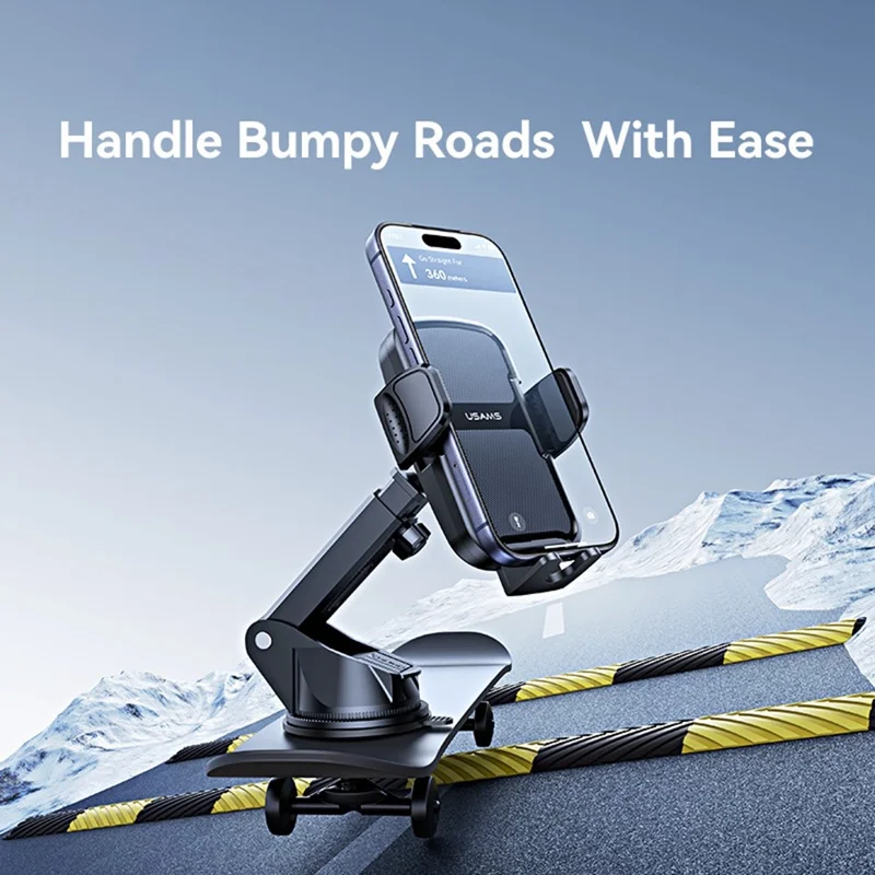 USAMS ZJ086 Car Dashboard Phone Mount One-Touch Release Rotating Phone Holder Support Horizontal / Vertical Views