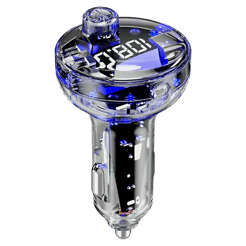 C10 Multifunctional Car MP3 Player Adapter BT Hands-Free FM Transmitter Car Charger with USB / Type-C Ports - Black