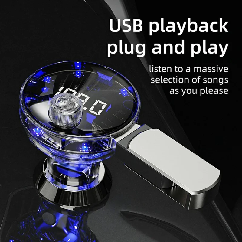 C10 Multifunctional Car MP3 Player Adapter BT Hands-Free FM Transmitter Car Charger with USB / Type-C Ports - Black