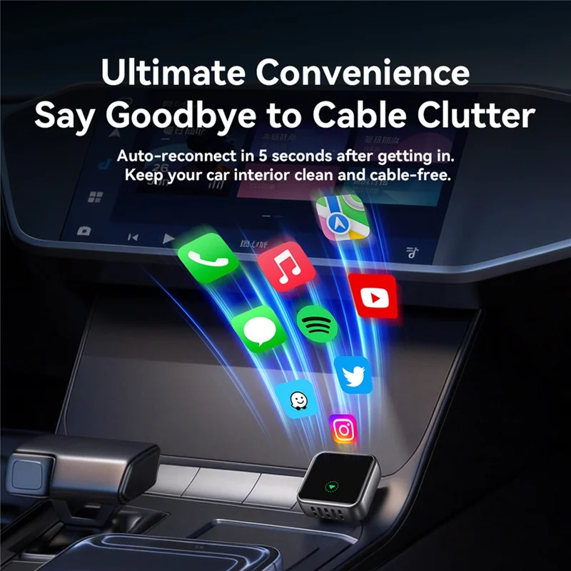 Adaptateur JOYROOM JR-CP3 2 en 1 sans fil CarPlay Android Auto, Dongle USB-A à connexion automatique rapide - Noir