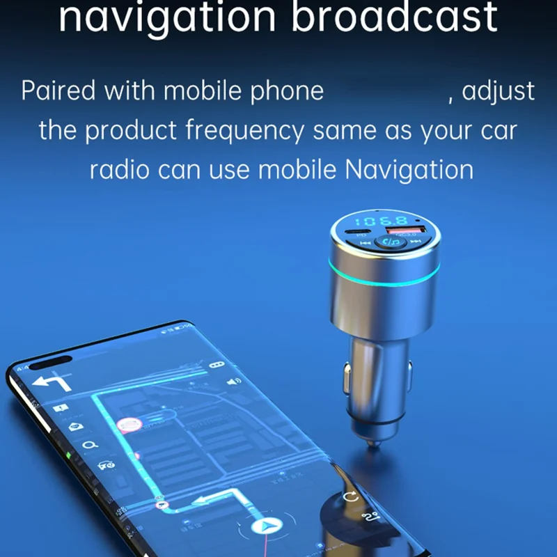 Car FM Transmitter Bluetooth-compatible 5.3 PD 20W QC3.0 18W Fast Charger Supports Hands-Free Call