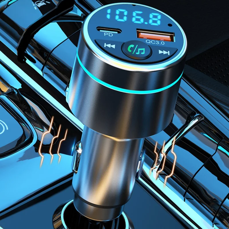 Car FM Transmitter Bluetooth-compatible 5.3 PD 20W QC3.0 18W Fast Charger Supports Hands-Free Call