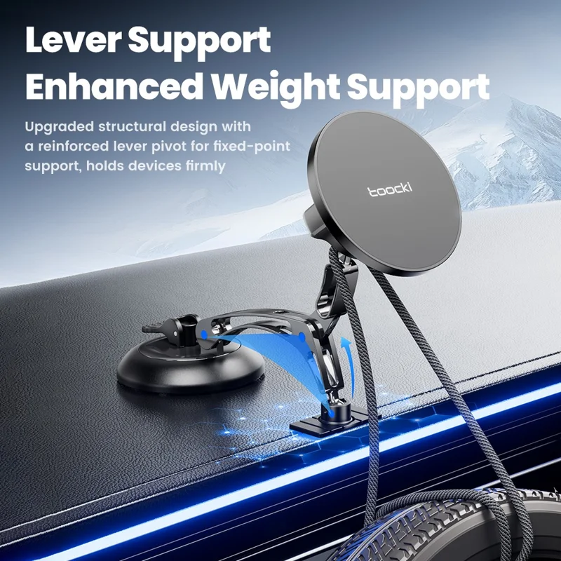 TOOCKI W12 Magnetic Car Mount 3-Axis Adjustment Vacuum Suction Dual-Mode Stable Phone Holder for Dashboard