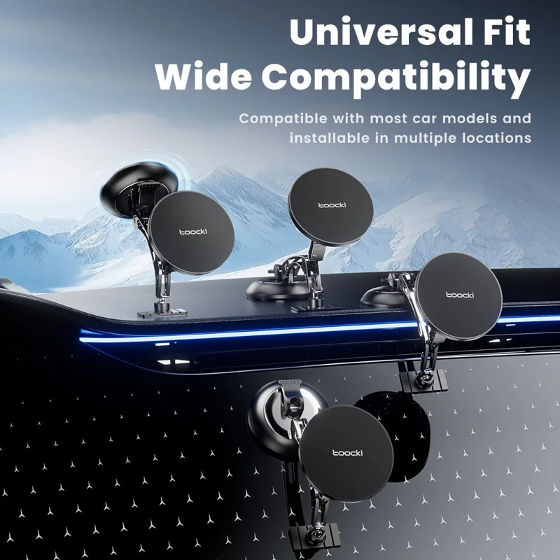 TOOCKI W12 Magnetic Car Mount 3-Axis Adjustment Vacuum Suction Dual-Mode Stable Phone Holder for Dashboard