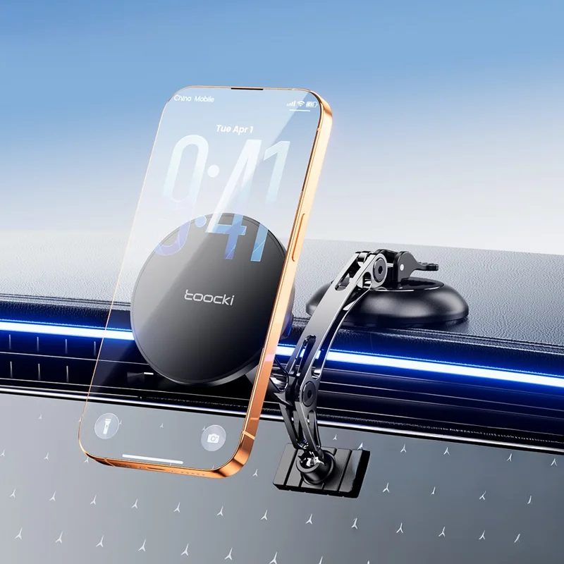 TOOCKI W12 Magnetic Car Mount 3-Axis Adjustment Vacuum Suction Dual-Mode Stable Phone Holder for Dashboard