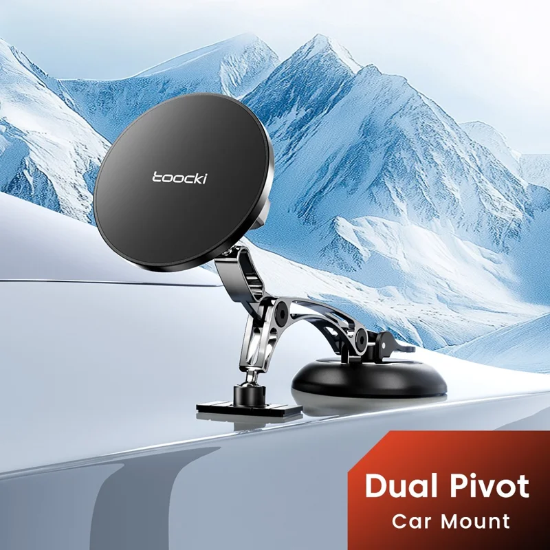 TOOCKI W12 Magnetic Car Mount 3-Axis Adjustment Vacuum Suction Dual-Mode Stable Phone Holder for Dashboard