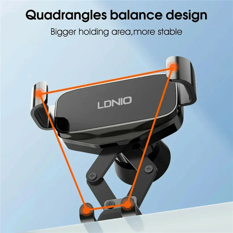 LDNIO MG13 Gravity Car Mount Air Vent Universal Phone Holder with Silicone Pads 360 Degree Rotatable Auto-Grip Mechanical Stand - Black