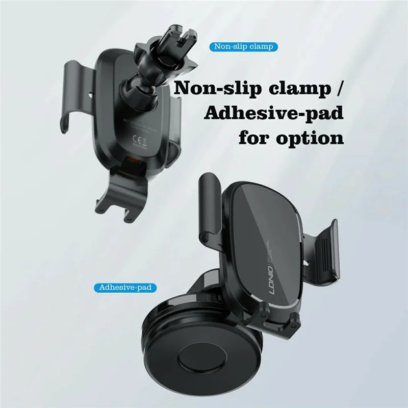 LDNIO MW21 15W Qi Wireless Charging Car Mount Electric Auto-Sensing Auto Clamp Air Vent Phone Holder - Black
