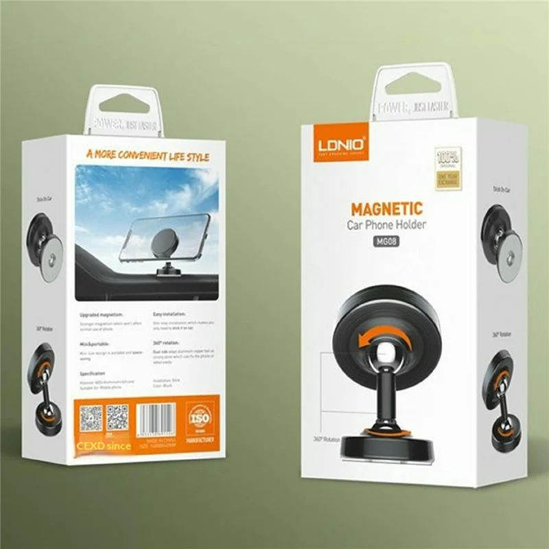 Supporto Magnetico per Telefono Auto Mini LDNIO MG08 con Rotazione a 360° Supporto Universale da Auto e da Tavolo - Nero