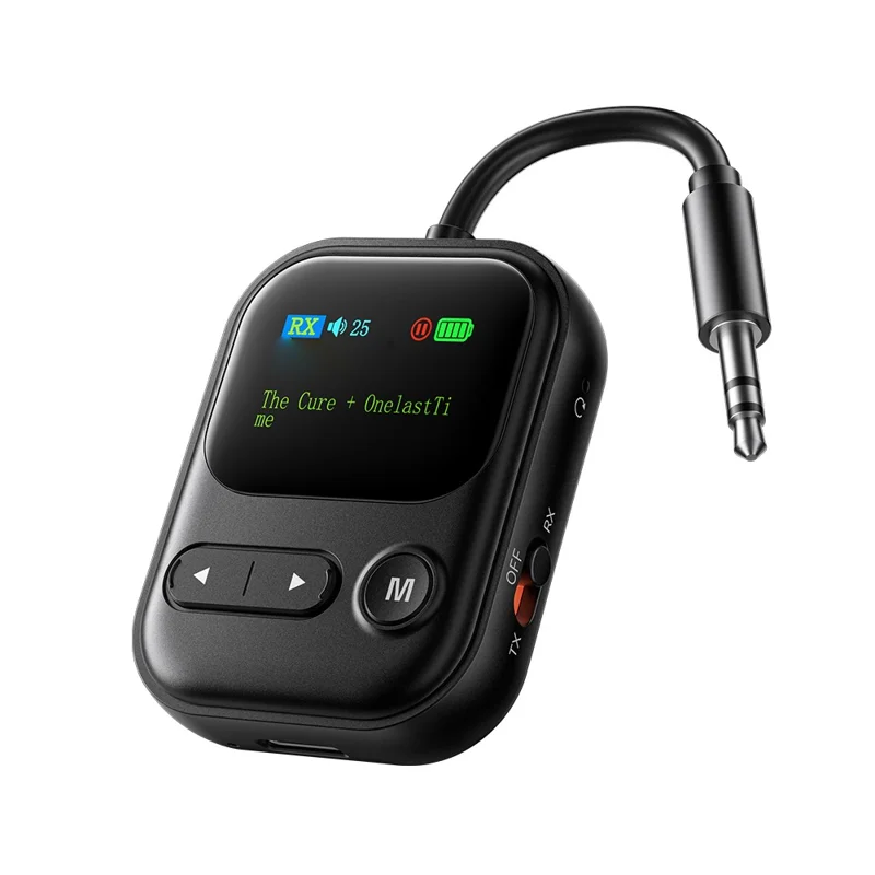 ESSAGER ES-BT30 2 in 1 Bluetooth-compatible Audio Adapter RX / TX LCD Display Converter for Car Speaker - Black