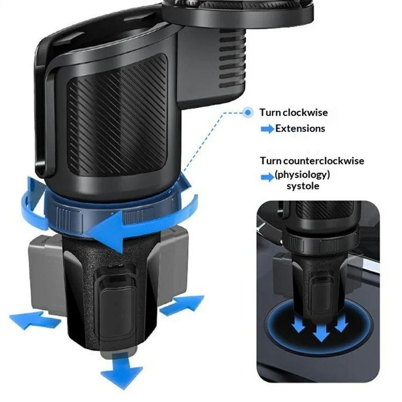 Magnetic Wireless Charging Car Phone Mount with Expandable Cup Holder Tray - Black