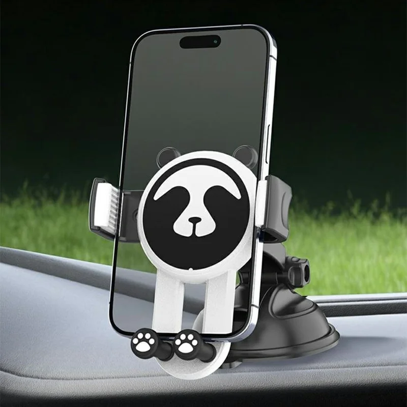 Panda Car Suction Cup Phone Mount 360° Rotation Vacuum Suction Cup Holder for Car Dashboard Windshield - Black