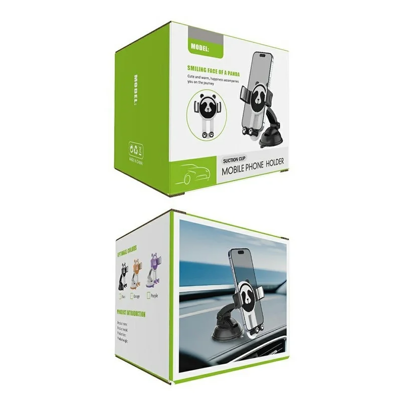 Panda Car Suction Cup Phone Mount 360° Rotation Vacuum Suction Cup Holder for Car Dashboard Windshield - Black