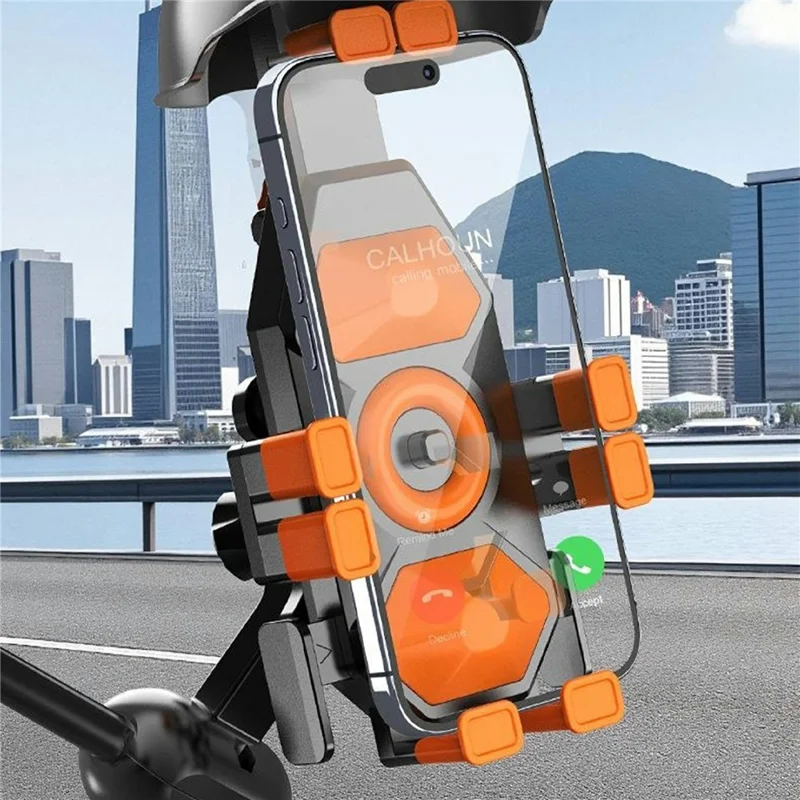 Cycling Phone Holder Baseball Cap Sunshade Rearview Mirror Mount Shockproof Stand for Motorcycle Bicycle - Orange
