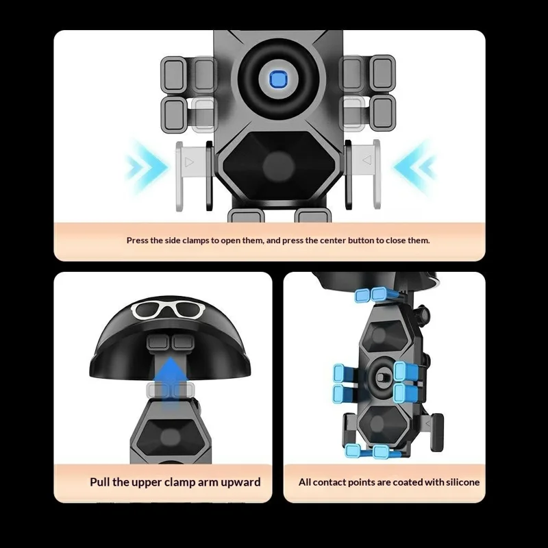 Cycling Phone Holder Baseball Cap Sunshade Rearview Mirror Mount Shockproof Stand for Motorcycle Bicycle - Orange