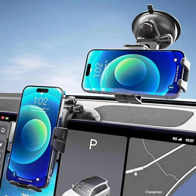 Car Phone Mount 360 Degree Rotation Vacuum Suction One Click Release Stand for Windshield Dashboard - X261B