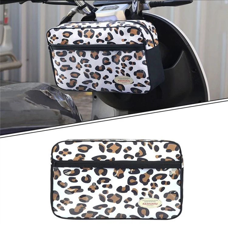 RZAHUAHU 5L Motorcycle Electric Bike Scooter Handlebar Storage Bag Bicycle Hanging Bag - Leopard Print