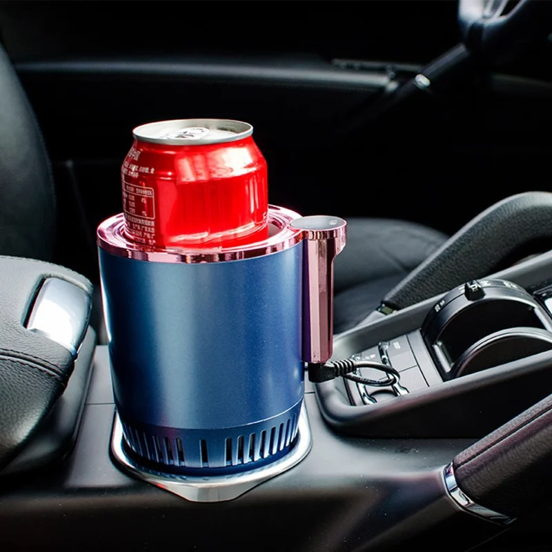 Car Smart Hot and Cold Drinks Holder Home Office Fast Refrigeration Heating Cooling Cup with Digital Display - Blue
