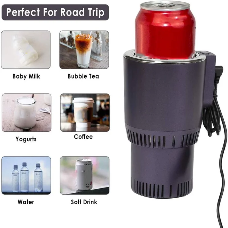 Car Smart Hot and Cold Drinks Holder Home Office Fast Refrigeration Heating Cooling Cup with Digital Display - Blue